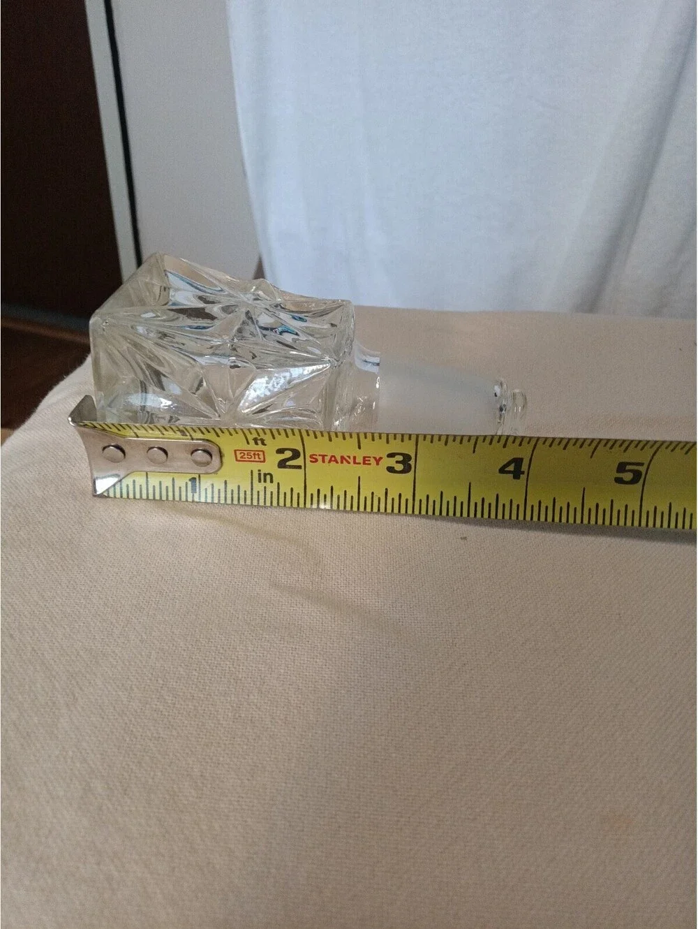 Vintage Square Crystal Decanter Replacement Stopper - Pinwheel Star Cut, Frosted